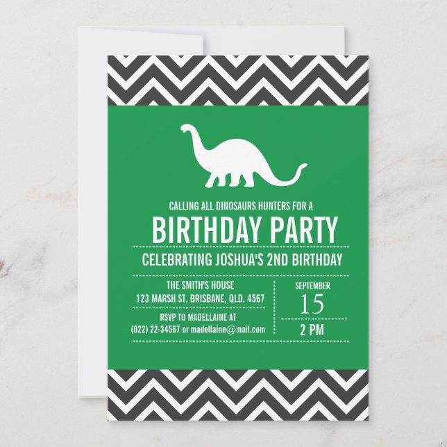 Custom Dinosaurs Birthday Party Invitation for Boy (Front)
