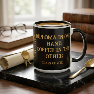 Custom Diploma in One Hand Coffee Graduation Mug