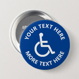 Custom disability sign wheelchair icon pinback 3 inch round button
