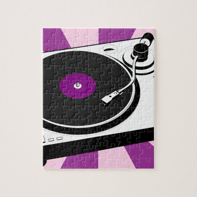 Custom Disco Turntable Retro Record Jigsaw Puzzle (Vertical)