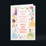 Custom Disney Princess Birthday Floral Collage Card<br><div class="desc">Celebrate in royal style with this custom Disney Princess floral collage birthday invitation. Featuring beloved princesses like Cinderella, Belle, Ariel, and more, surrounded by a vibrant floral design, this enchanting invitation is perfect for any princess-themed celebration. The colourful collage of flowers and characters creates a magical, whimsical atmosphere. Personalize it...</div>