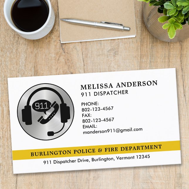 Custom Dispatcher Emergency Services Employee Logo Business Card (Creator Uploaded)