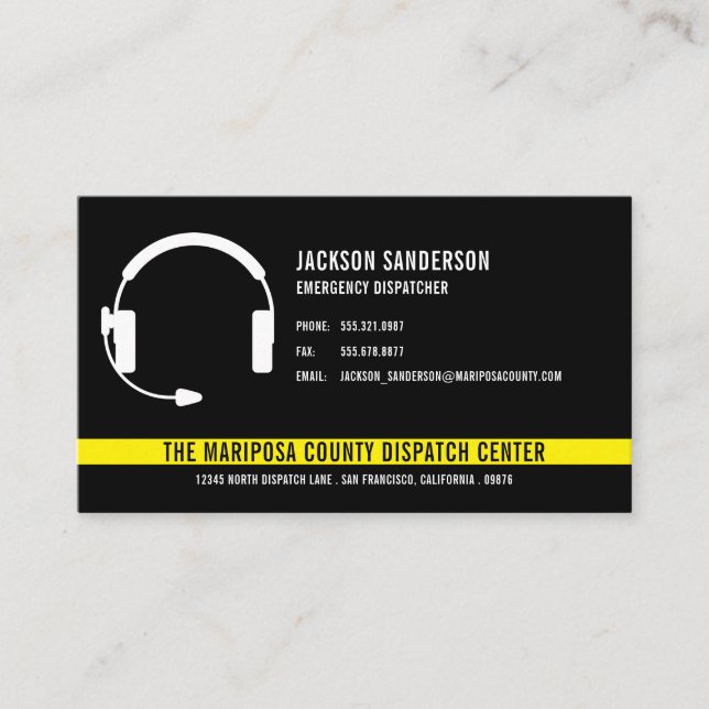 Custom Dispatcher Emergency Services Employee Logo Business Card (Front)