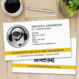 Custom Dispatcher Emergency Services Logo QR Code Business Card