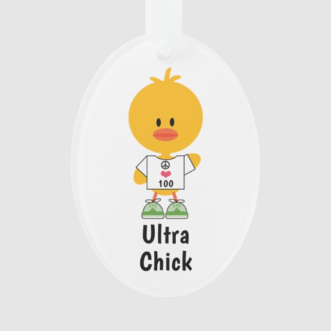Custom Distance Personalized Ultra Chick Marathon Ornament (Front)