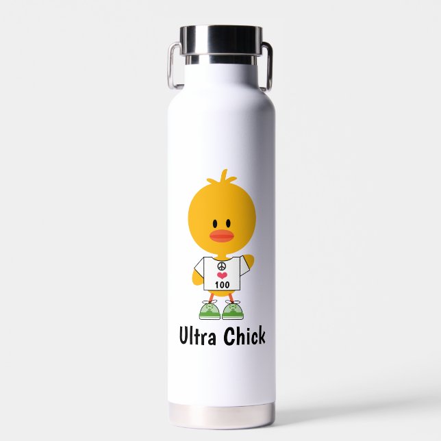 Custom Distance Ultramarathon Ultra Chick Water Bottle (Front)