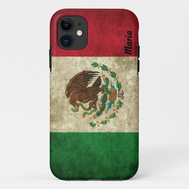 Custom Distressed Mexican Flag iPhone Case (Back)