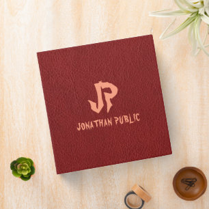 Custom Distressed Name Monogram Brown Leather Look Binder