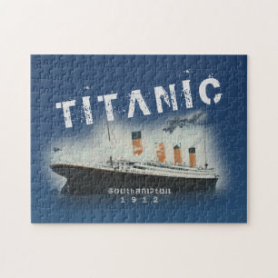 Custom Distressed Text Southampton 1912 Titanic Jigsaw Puzzle
