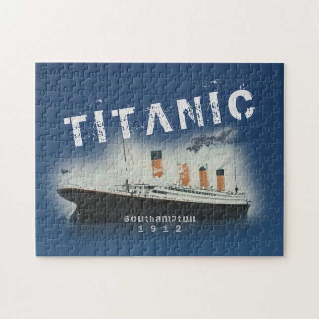 Custom Distressed Text Southampton 1912 Titanic Jigsaw Puzzle (Horizontal)