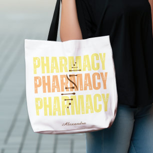 Custom Distressed Typography Pharmacy Tote Bag