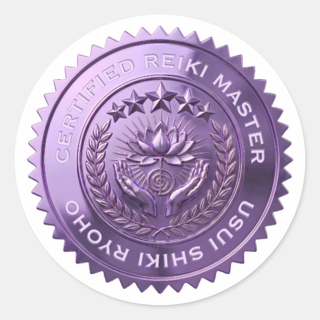 Custom DIY 3D Purple foil Reiki Master seal label (Front)