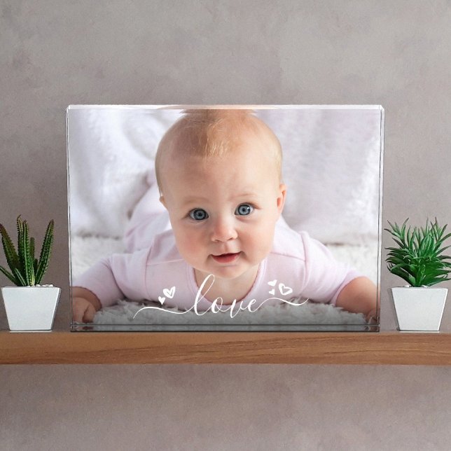 Custom DIY Baby Sweet Cute Love Script Keepsake Photo Block (Creator Uploaded)
