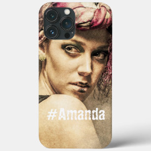 Custom DIY Monogrammed cute photo woman art chic iPhone 13 Pro Max Case