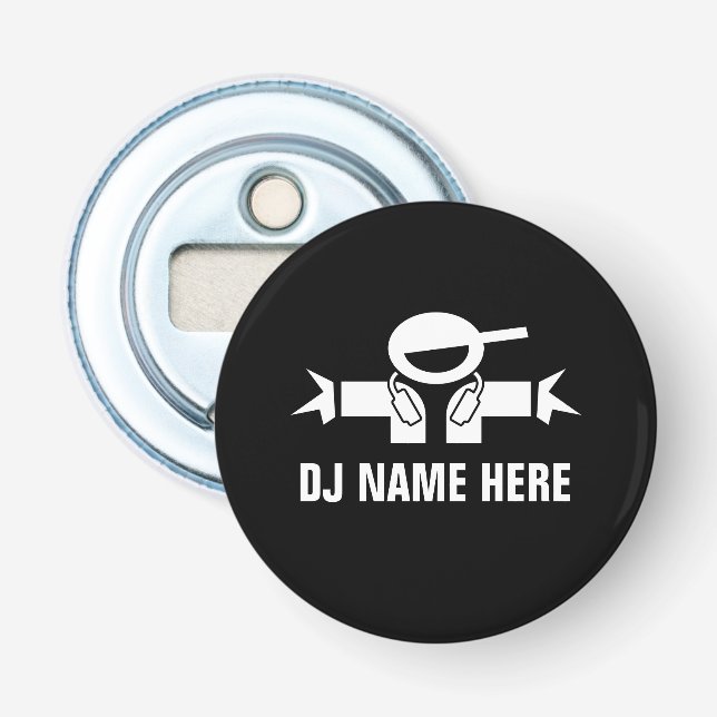 Custom DJ DiscJockey bottle opener fridge magnet (Front)