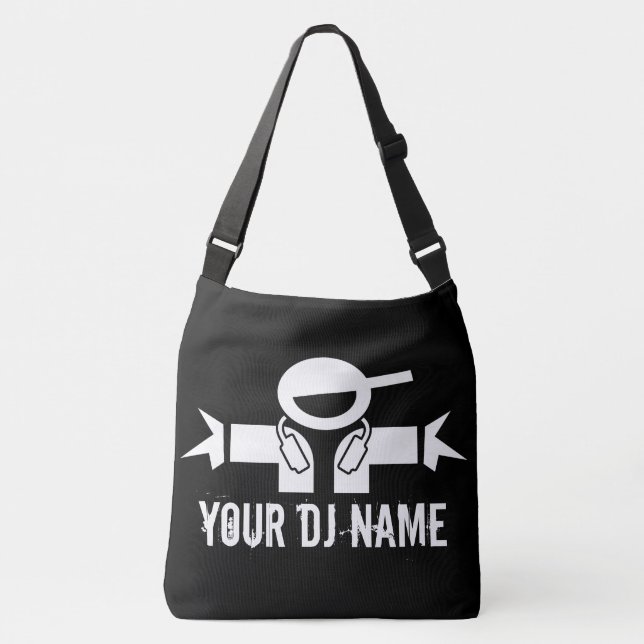 Custom DJ name cross body bag | music disc jockey (Front)