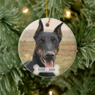 Custom Doberman Dog Photo Ceramic Ornament