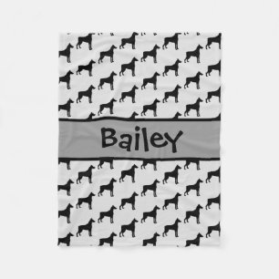 Custom Doberman Pinscher Dog Silhouette Fleece Blanket