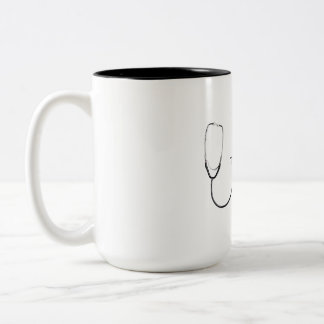 Custom Doctor Name Stethoscope Heartbeat Design Two-Tone Coffee Mug