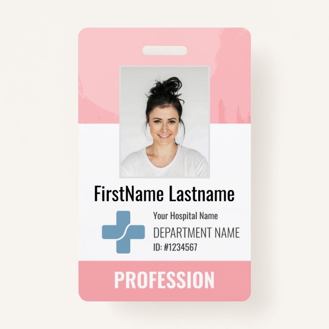 Custom Doctor, Nurse, Health Aide Photo ID Badge (Front)