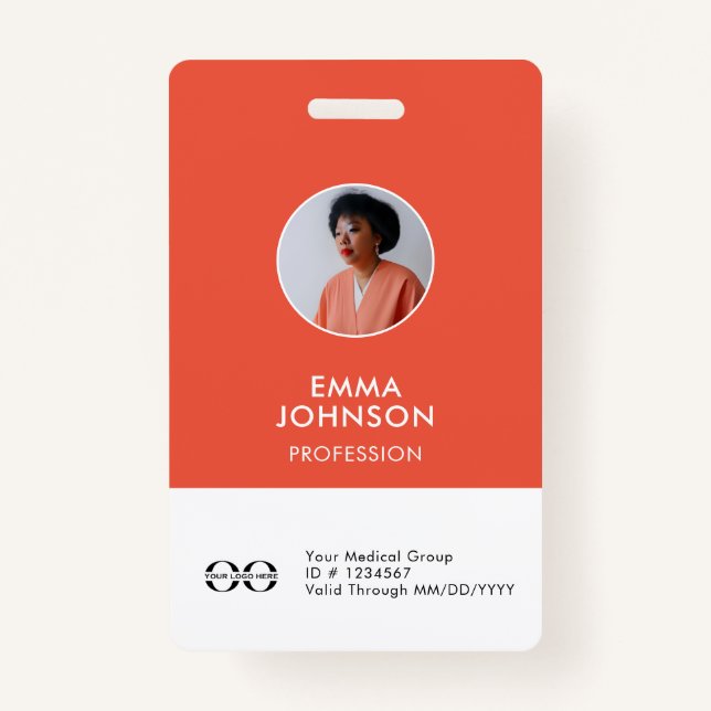 Custom Doctor Nurse Medical Health Aide Photo ID Badge (Front)
