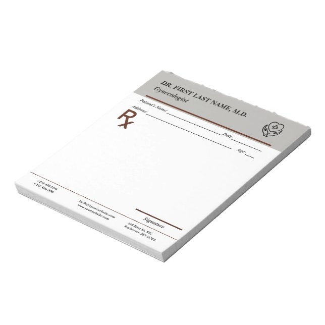 Custom Doctor Prescription Notepad Editable RX Pad (Rotated)