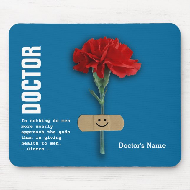 Custom Doctor's Name Red Carnation Gift  Mouse Pad (Front)