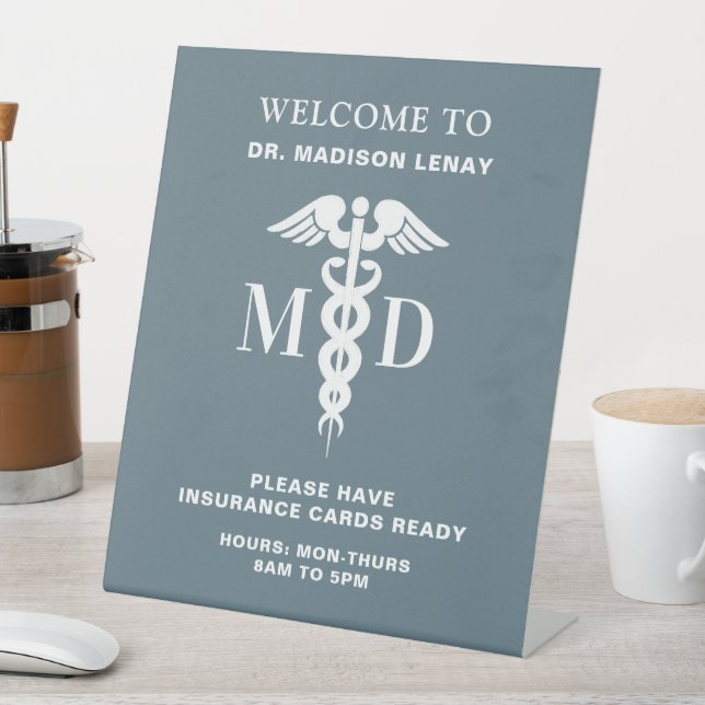 Custom Doctors Office Business Hours Custom Name Pedestal Sign (In SItu)