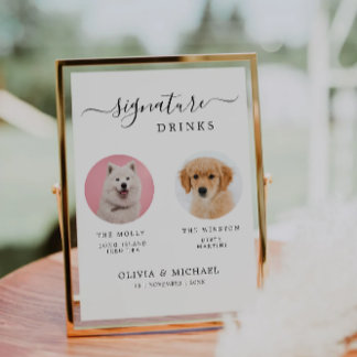 Custom Dog Bar Pet Sign | Signature Drinks Wedding Invitation