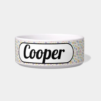 Custom Dog Bowl with Paw Prints – Cooper’s Name