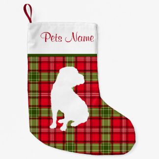 Custom Dog Breed Red & Green Plaid Small Christmas Stocking