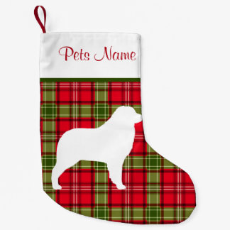 Custom Dog Breed Red & Green Plaid Small Christmas Stocking
