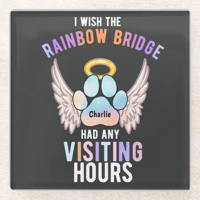 Custom Dog Cat Pet Paw Memorial keepsake Glass Coaster (Front)