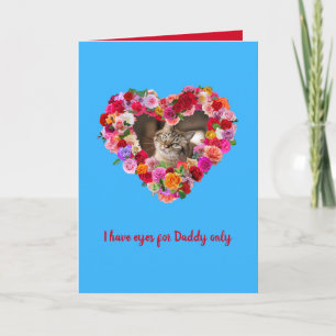 Custom Dog, Cat, Pet Photo Father's Day Rose Heart Card
