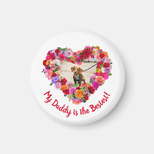 Custom Dog, Cat, Pet Photo Father's Day Rose Heart Magnet