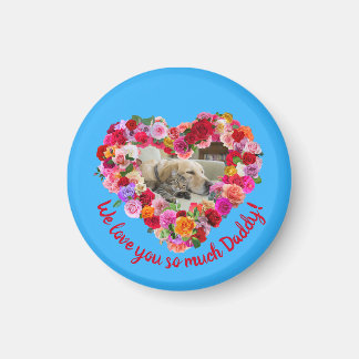 Custom Dog, Cat, Pet Photo Father's Day Rose Heart Magnet