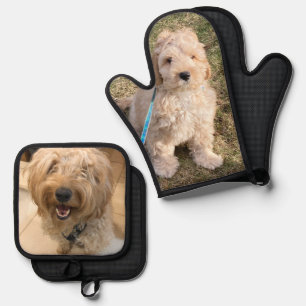 Custom dog cat pet photo picture personalized oven mitt & pot holder set