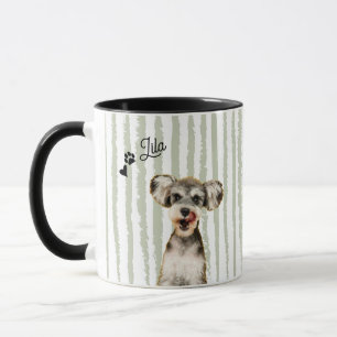 Custom Dog Cat Photo Green Stripe Pet Parent Gift Mug