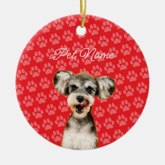 Custom Dog Cat Portrait Pet Photo Paw Name Ceramic Ornament