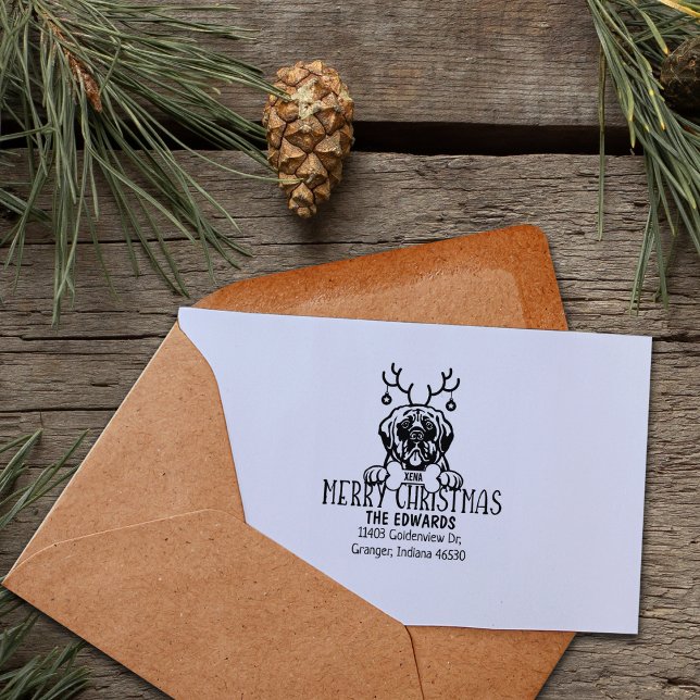Custom Dog Christmas Return Address Rubber Stamp (Creator Uploaded)
