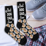 Custom DOG DAD Personalized Pattern Pet Photo Crew Socks<br><div class="desc">Best Dog Dad Ever! Surprise the dog lover whether its a birthday, Fathers day or Christmas with these super cute pet photo all over print socks. They'll be a favourite of all dog lovers, and dog dads. Customize these dog photo socks with your pups favourite photo. COPYRIGHT © 2022 Judy...</div>