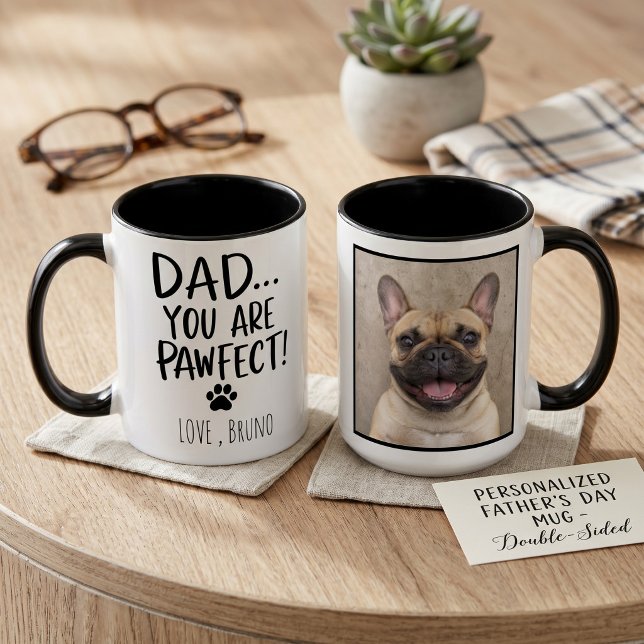 Custom Dog Dad Photo Mug | Modern Cool Gift (Personalized Frenchie Mug | Unique Father’s Day Gift Ideas)