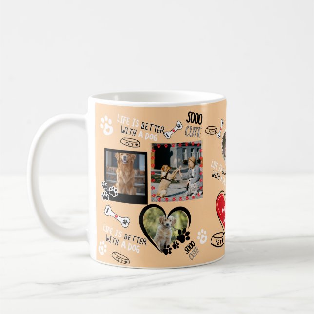 Custom Dog Face Mug, Personalized Dog Photo Coffee Mug (Left)