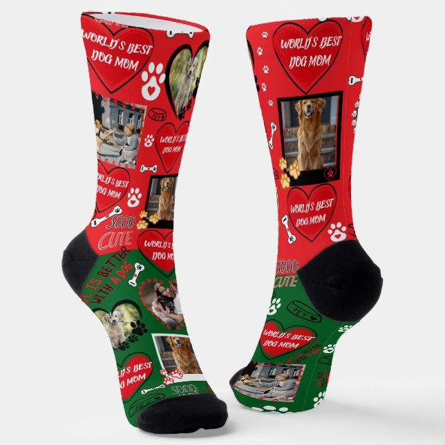 Custom Dog Face Socks, Personalized Dog Photo Sock (Angled)