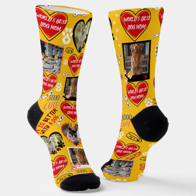 Custom Dog Face Socks, Personalized Dog Photo Socks (Angled)