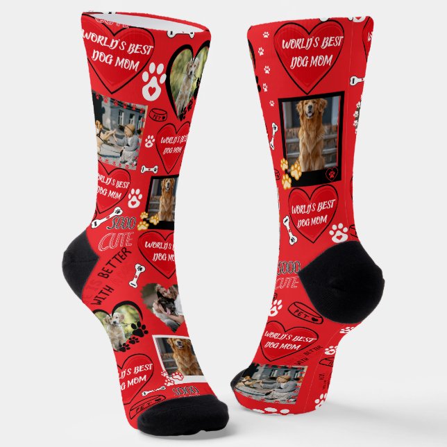Custom Dog Face Socks, Personalized Dog Photo Socks (Angled)