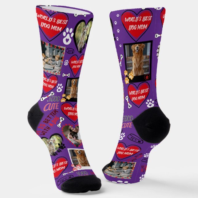 Custom Dog Face Socks, Personalized Dog Photo Socks (Angled)