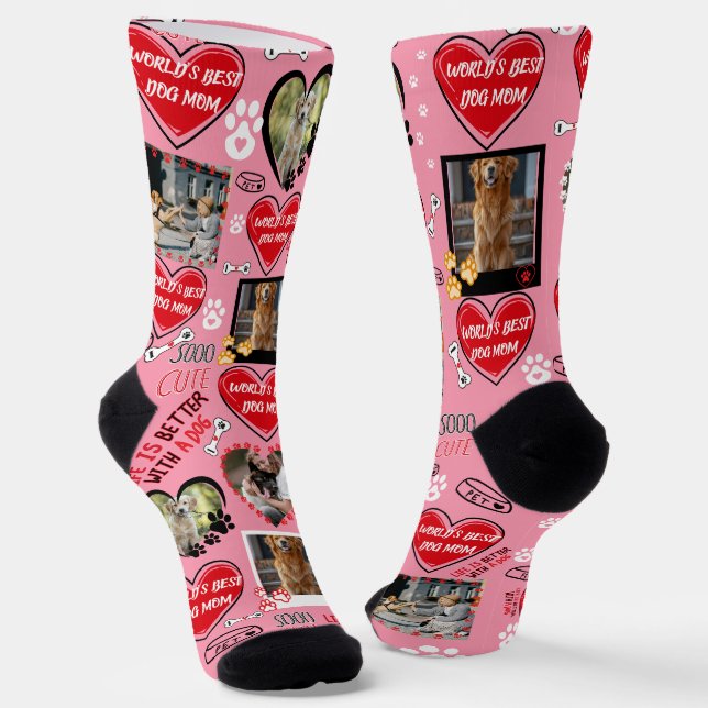 Custom Dog Face Socks, Personalized Dog Photo Socks (Angled)