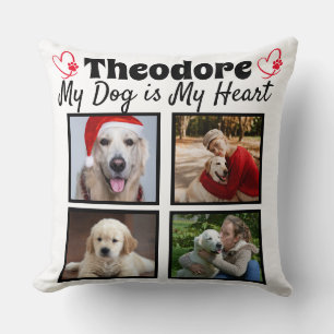Custom dog four photo collage  throw pillow