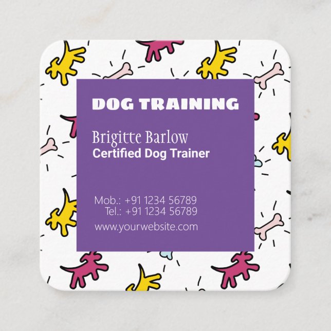 Custom Dog Graffiti Style Background Square Business Card (Front)